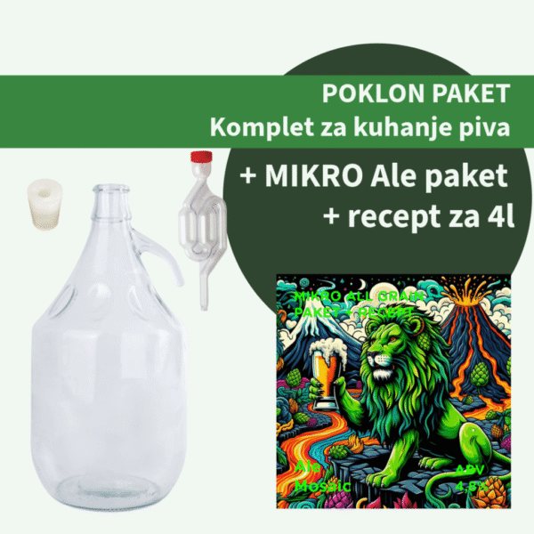 POKLON PAKET - MIKRO Ale - Mosaic + Stakleni demižon Toscana 5l, s vrenjačom i silikonskim čepom